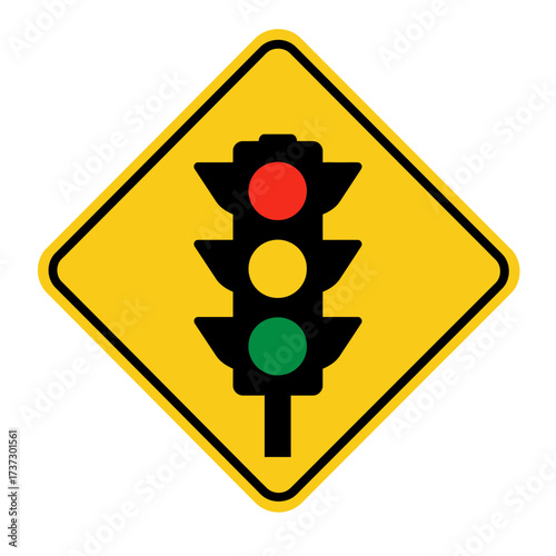 Traffic Light Road Sign Icon – Warning Signal Symbol for Safety, Driving, and Highway Regulations