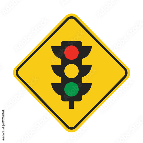 Traffic Light Road Sign Icon – Warning Signal Symbol for Safety, Driving, and Highway Regulations