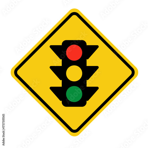 Traffic Light Road Sign Icon – Warning Signal Symbol for Safety, Driving, and Highway Regulations