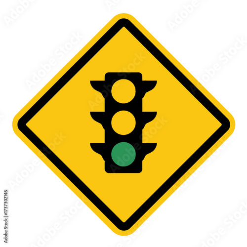 Traffic Light Road Sign Icon – Warning Signal Symbol for Safety, Driving, and Highway Regulations