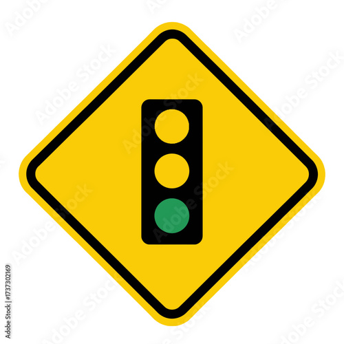 Traffic Light Road Sign Icon – Warning Signal Symbol for Safety, Driving, and Highway Regulations