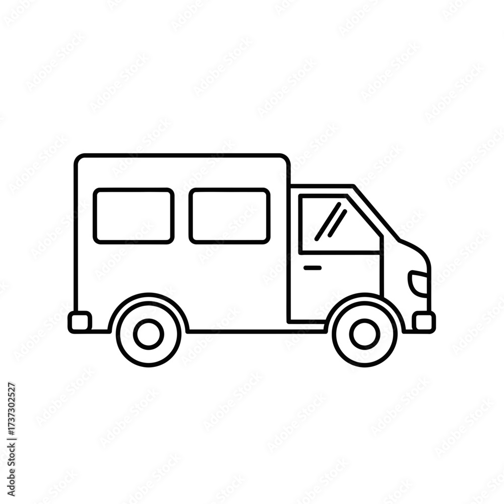 Fototapeta premium Van Icon – Delivery Transport Vehicle Symbol for Logistics, Travel, and Commercial Use