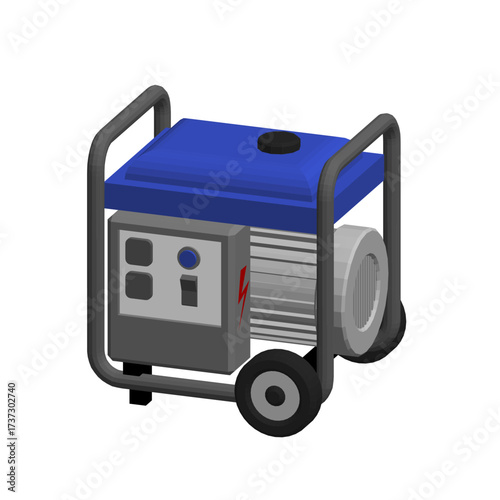 Portable electric power generator. 3d Vector illustration. Dimetric projection.