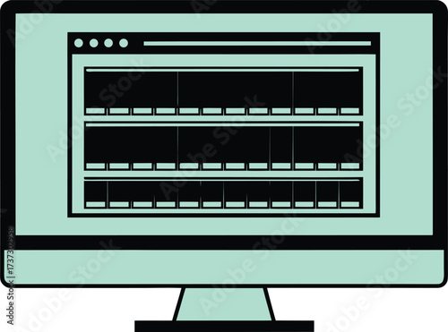 Modern computer monitor displaying a grid of content on screen