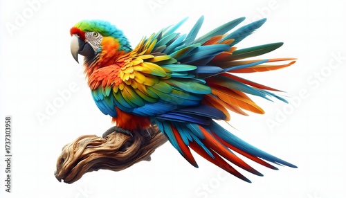 Colorful Tropical Parrot on White Background III