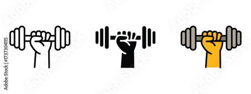 Hand holding dumbbell icon vector. strength and motivation for gym, workout, and training symbol. vector illustration.