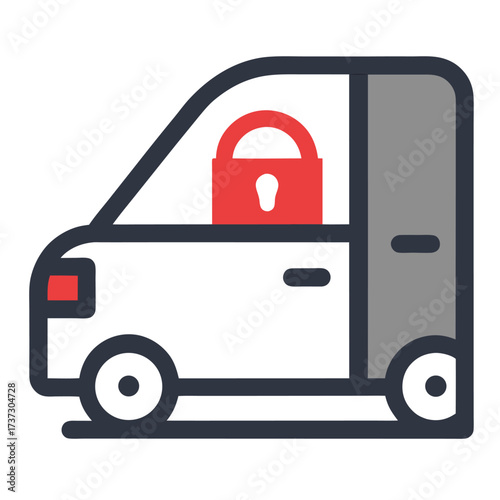Minimalist Car Door Lock Vector Icon for Vehicle Security, Automobile Safety, and Dashboard Indicator.

