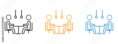 Podcast interview recording session icon vector. workspace, ideal for illustrating business meetings or collaborative symbol. vector illustration.