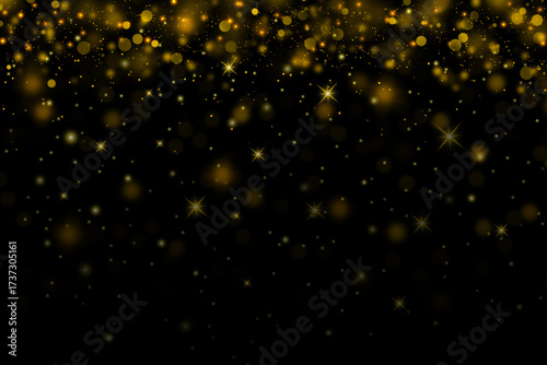 Elegant festive holiday background with golden glitter and stars.