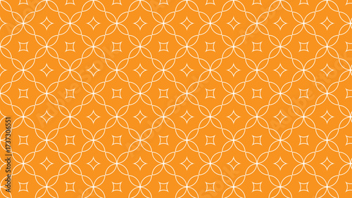 Seamless orange geometric pattern with interlocking circles for textile background
