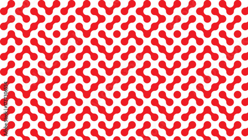 Seamless abstract red geometric pattern with connected dots for biological molecule or network technology background