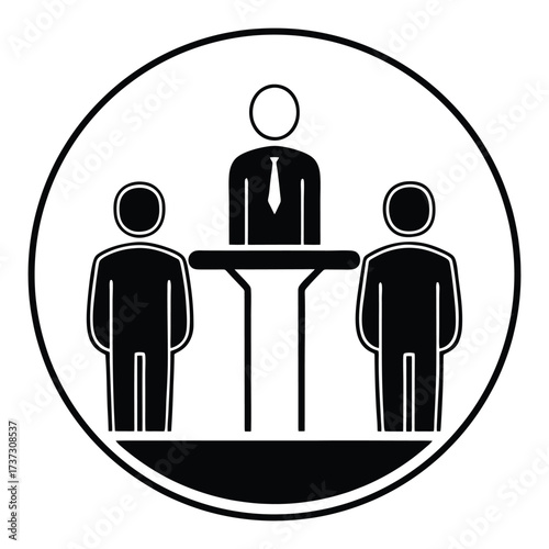 Modern board meeting icon representing leadership team collaboration and executive decision making 