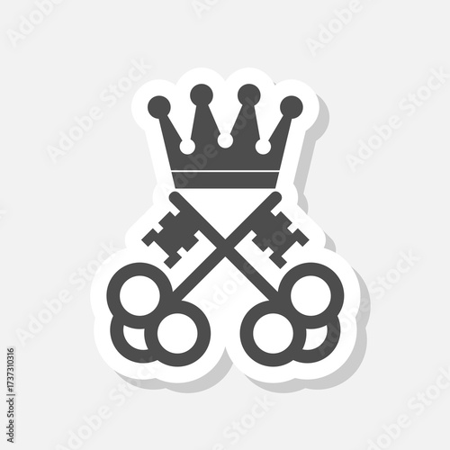 Crown key logo icon sticker isolated on gray background