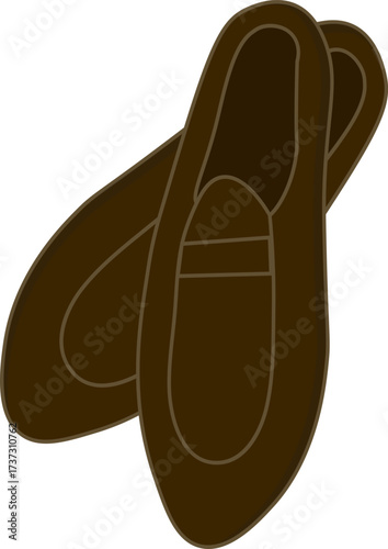 Dark Brown Moccasin Slip-On Flats Illustration