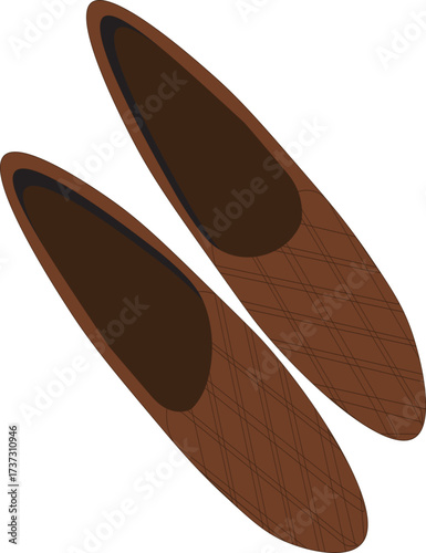 Brown Slip-On Flats with Diamond Quilted Pattern Illustration