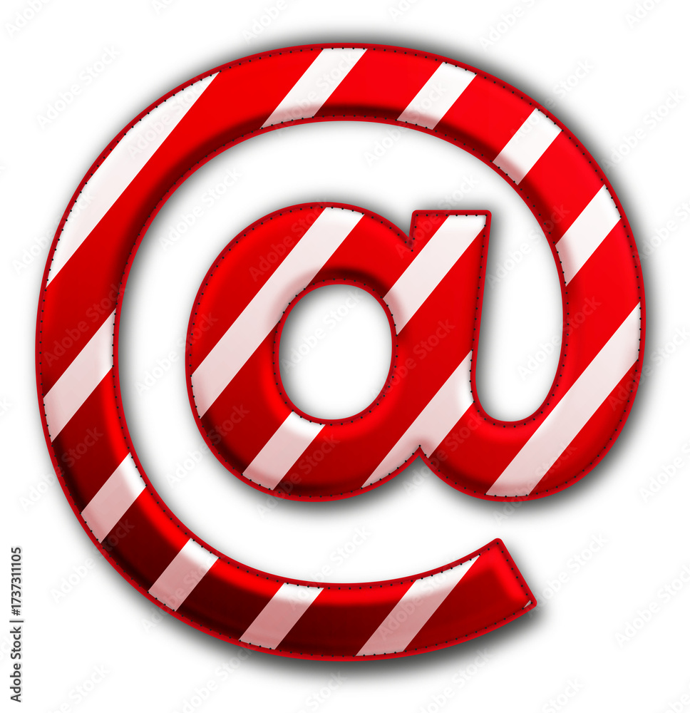 Fototapeta premium Christmas Red At Symbol Icon glossy 3D festive holiday winter decoration shiny email sign for celebration poster sticker background