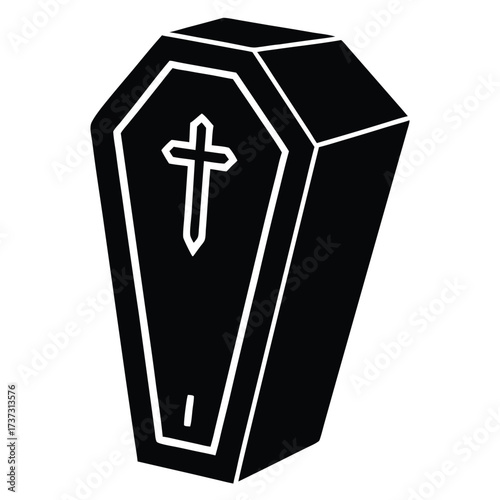 vampire coffin box silhouette vector illustration