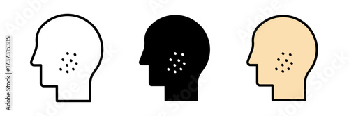 Man acne on face icon vector icon set stroke, filled and colored concept for web design.