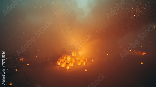 Floating Orange Lanterns
