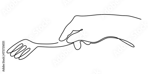 Hand holds kitchen spatula one line art, hand-drawn slotted turner kitchenware continuous drawing contour. Non-stick cookware, chef cooking utensil food preparation home-cooked cuisine. Editable