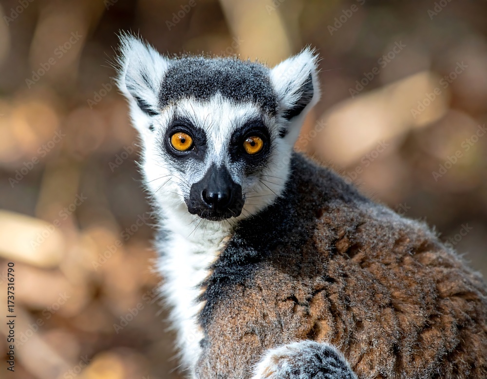Obraz premium Ring-tailed Lemur Close-up Portrait.