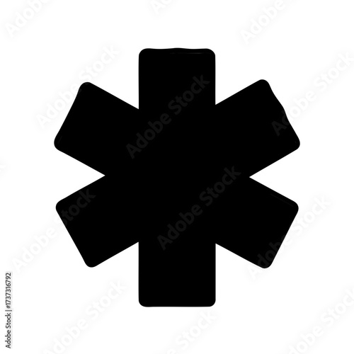 Black Star of Life Symbol on White Background Representing Medical Emergency Services