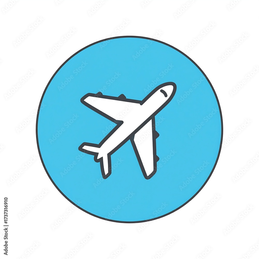 Fototapeta premium Airplane icon in circle