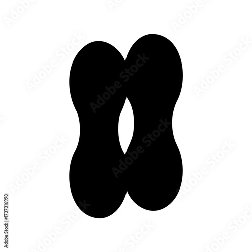 Black interconnected abstract design reminiscent of infinity or connected shapes, white background