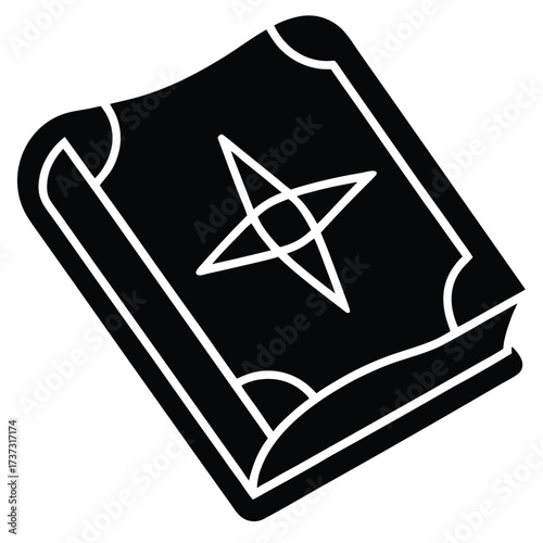 witch spell book silhouette vector illustration