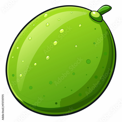 Freshly picked lime with glistening droplets, a vibrant burst of citrus flavor, perfect for healthy recipes and refreshing summer beverages