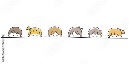 覗いている子供たち