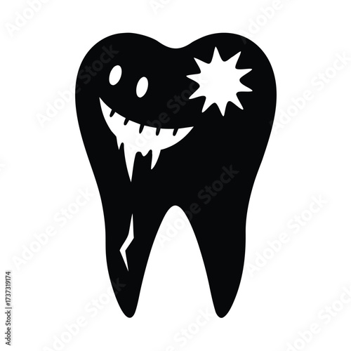 zombie tooth silhouette vector illustration