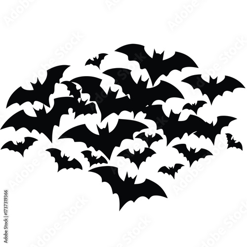 bat swarm silhouette vector illustration