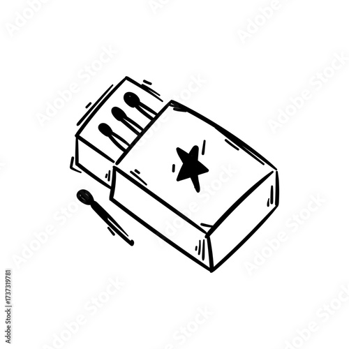Matches box Doodle hand drawn icon sketch vector illustration