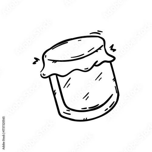 Jar of jam doodle hand drawn icon sketch vector illustration