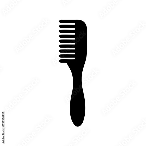 Black simple comb for detangling hair and for styling on white