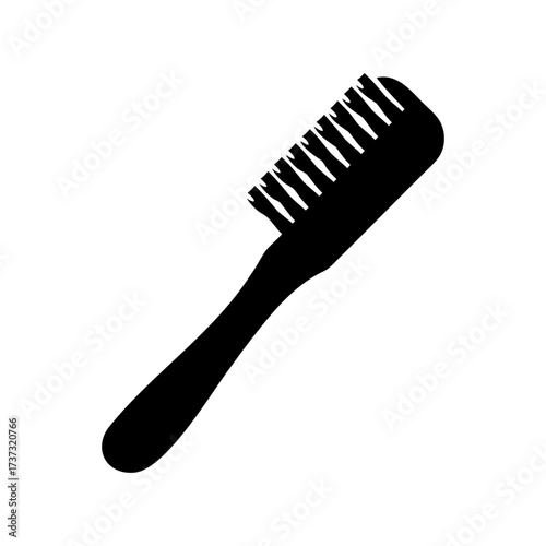 A black silhouette of a toothbrush on a white background providing dental hygiene