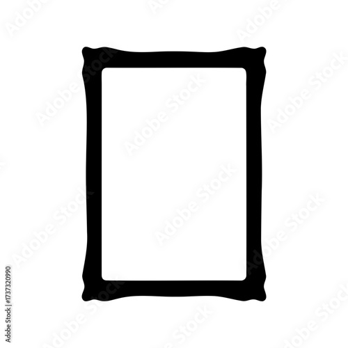 Black artistic rectangle frame with irregular edges and empty white center