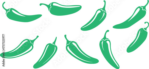 chili pepper clipart, hot pepper illustration, spicy food vector, green chili graphic, pepper icon set, black white pepper clipart, printable chili design, food illustration pack, vegetable pepper art