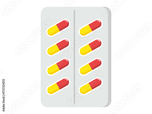 Medicine capsule strip with round tablets for prescription and pharmacy contexts
