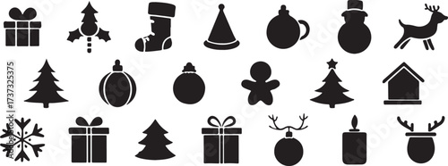 christmas ornament clipart, holiday decoration silhouettes, xmas bauble illustration, festive icon set, winter holiday graphics, black white christmas clipart, printable ornament designs, christmas gi
