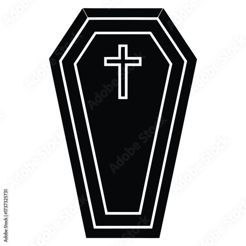 coffin box silhouette vector illustration