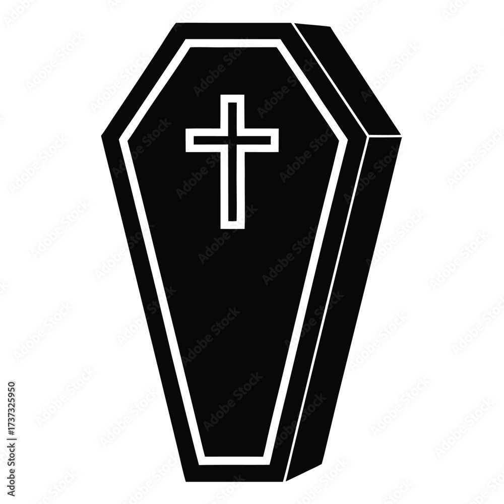 Obraz premium coffin cross silhouette vector illustration