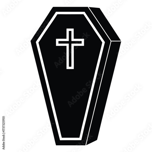 coffin cross silhouette vector illustration