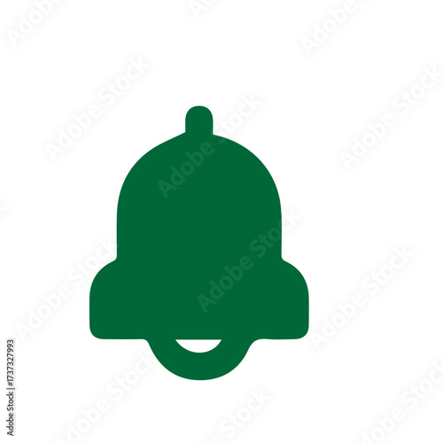 A Simple Green Bell Icon Notification Symbol for Alerts and Reminders on White Background