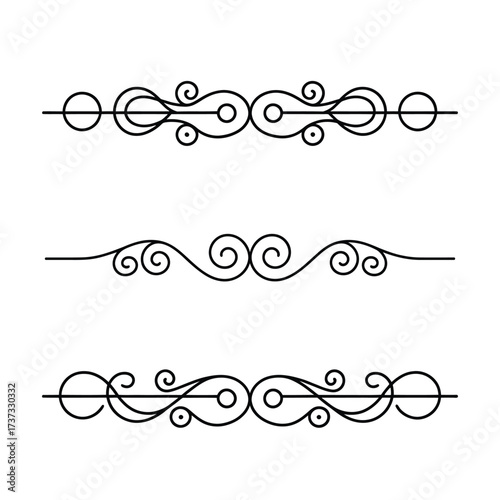 
filigree Elegant decorative flourishes and ornate borders ornamental dividers with scrollwork for design elements, Fancy Line curve lettering, header separator scroll
