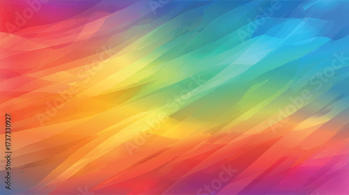 A vibrant abstract background featuring flowing waves of colors including red, orange, yellow, green, blue, and purple