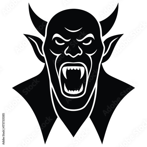 demon scream silhouette vector illustration