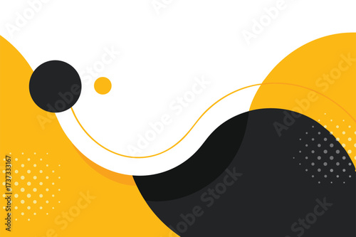 Abstract organic shapes and fluid gradients in yellow black and white with subtle dotted textures creating a modern minimalist background design