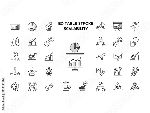 Editable stroke stroke icons set vector isolated on white background in sketch